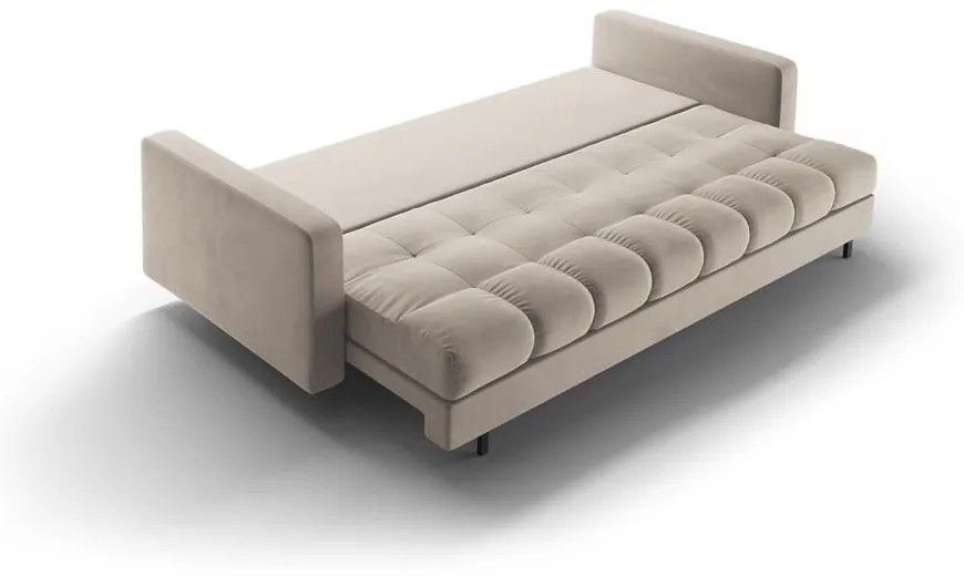 Béžová zamatová rozkladacia/s úložným priestorom pohovka 222 cm Bali – Cosmopolitan Design