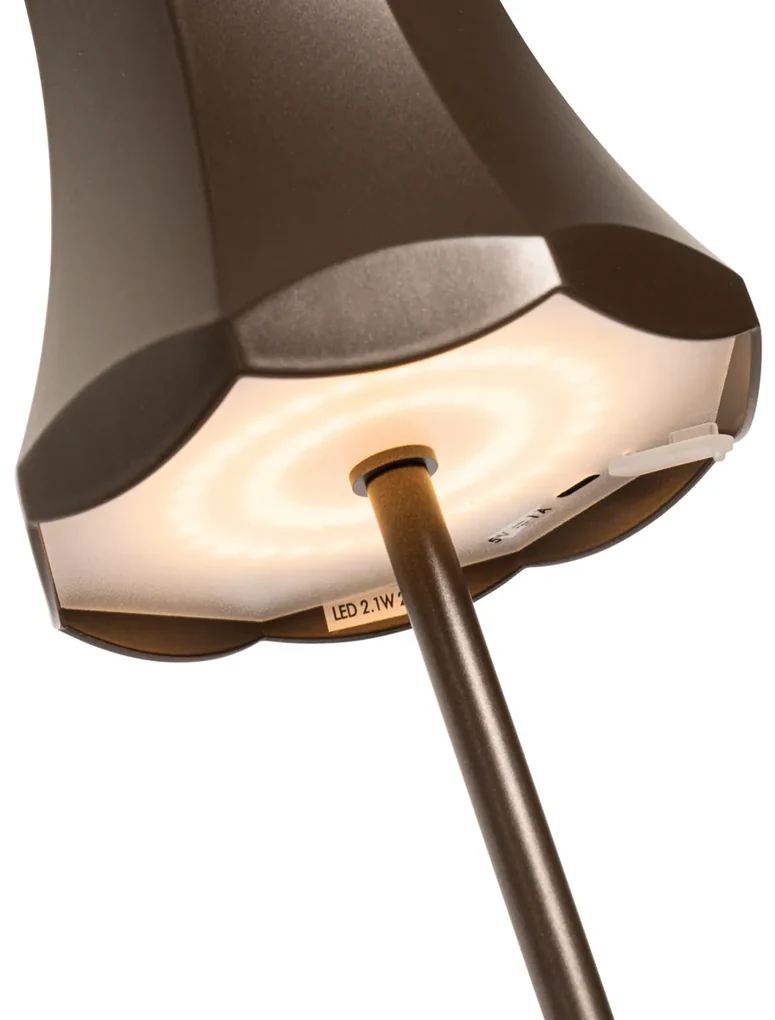 Retro stolná lampa tmavá bronzová nabíjateľná IP44 - Granny