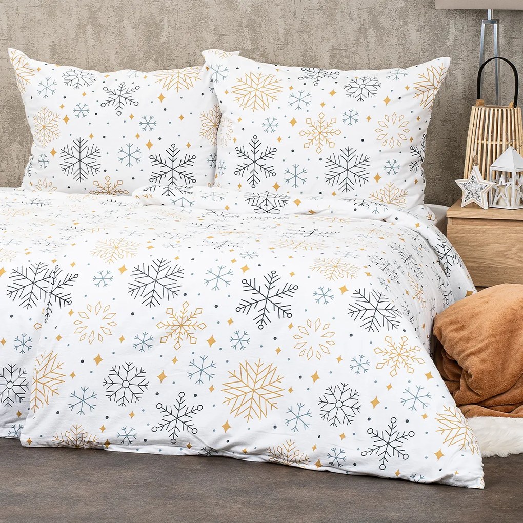 4Home Flanelové obliečky Frosty snowflakes, 160 x 200 cm, 70 x 80 cm