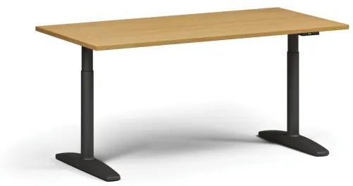 Výškovo nastaviteľný stôl OBOL, elektrický, 675-1325 mm, doska 1600x800 mm, čierna zaoblená podnož, buk