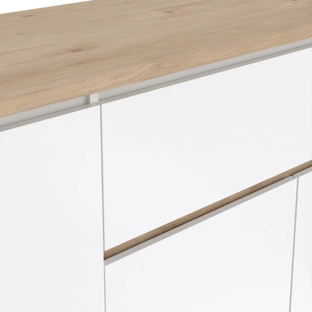 Biela/v prírodnej farbe komoda v dekore duba 197x84x48 cm Next – Tvilum