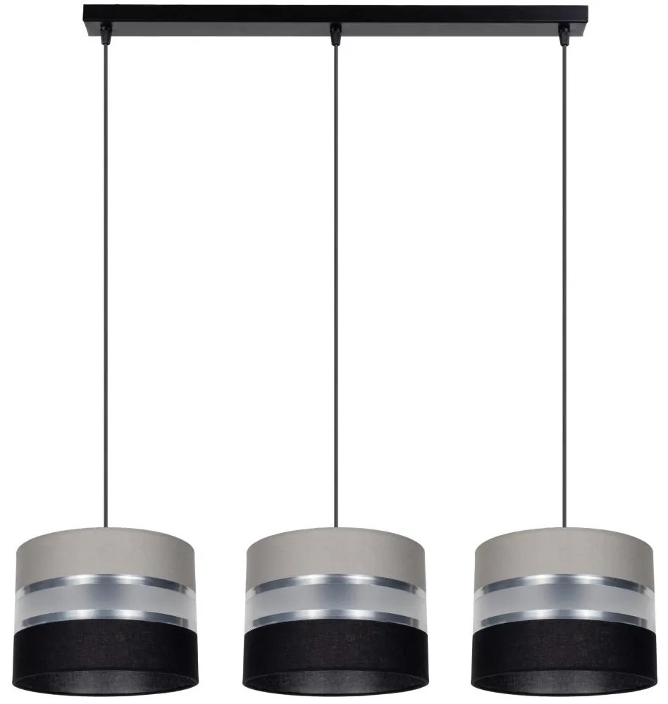 Luster na lanku CORAL 3xE27/60W/230V čiernošedá