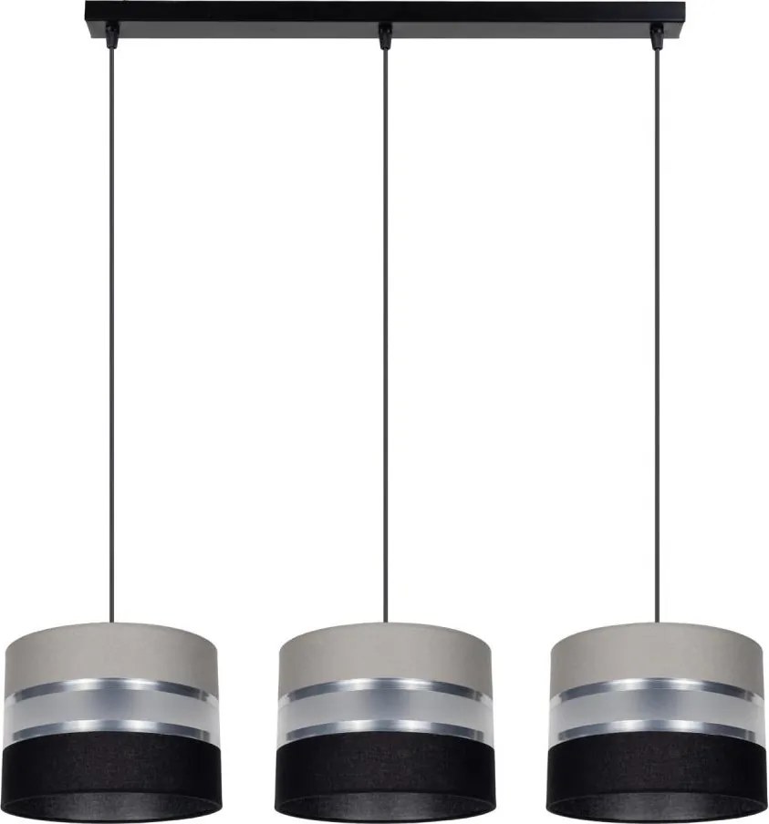 Luster na lanku CORAL 3xE27/60W/230V čiernošedá