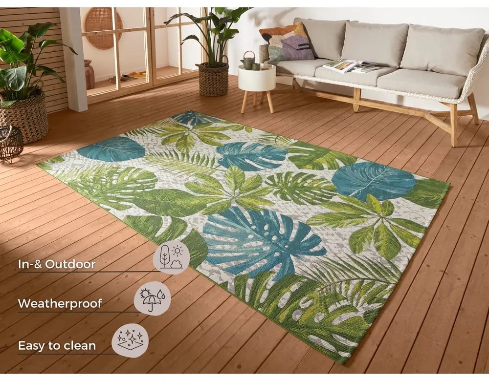 Zelený/tyrkysovomodrý vonkajší koberec 120x180 cm Flair – Hanse Home