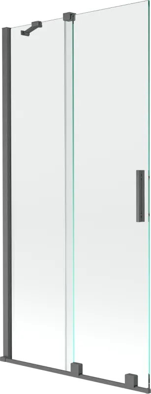 Mexen Velar, 2-krídlová posuvná vaňová zástena 95 x 150 cm, 8mm číre sklo, grafitový matný profil, 896-095-000-01-66
