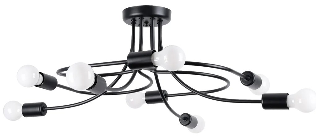 Stropné svietidlo Levar 8, čierne telo svietidla