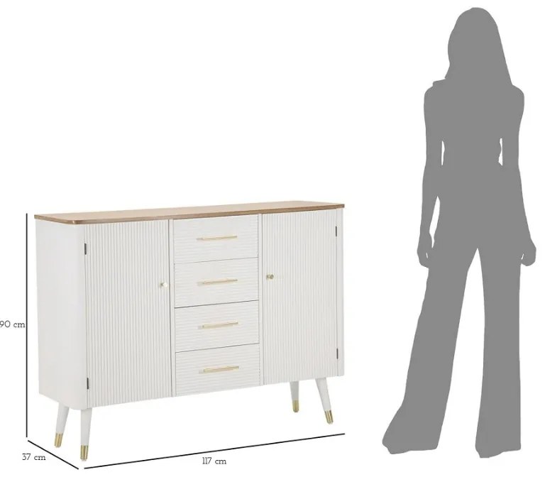 Dizajnová komoda Gerlinde 117 cm biela