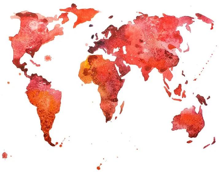 Samolepiaca tapeta kontinenty v červenej farbe