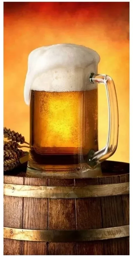 Bavlnená plážová osuška Zlatý mok - Pivo - 100% bavlna, froté - 70 x 140 cm