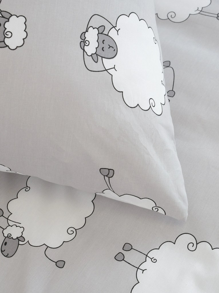 Bavlnená obliečka na vankúšik Renforcé 40 × 40 cm – Ovečky Morning Yoga sivá