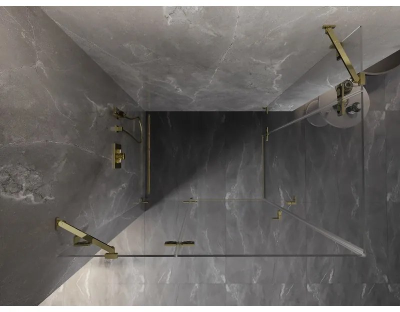 Mexen Lunar Duo, výklopný sprchový kút 115 x 85 cm, 8mm číre sklo, zlatý profil, 834-115L-085P-50-00