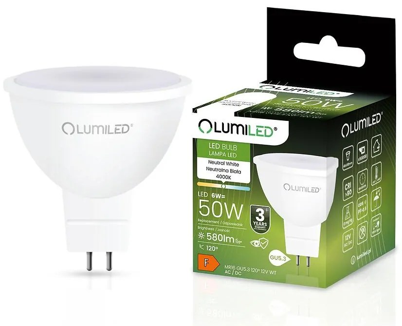 Žiarovka LED MR16 12V 6W 580LM 120ST. NB