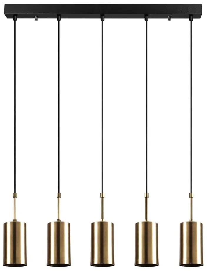 Závesné svietidlo pre 5 žiaroviek v zlatej farbe Opviq lights Kem