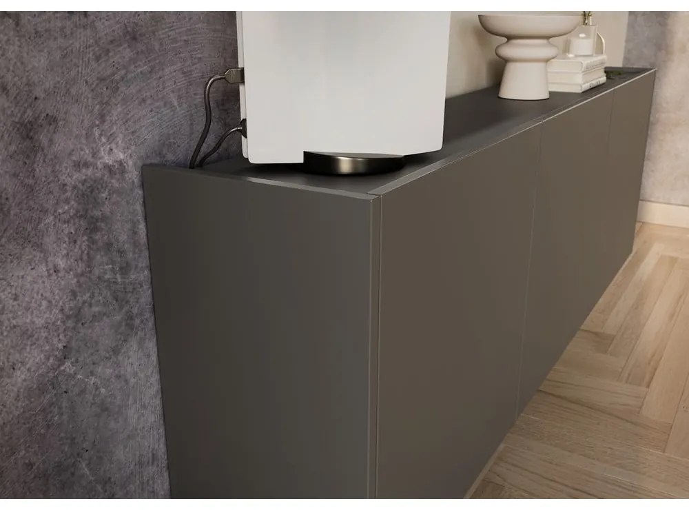 Antracitový TV stolík 138x45 cm Piana – Germania