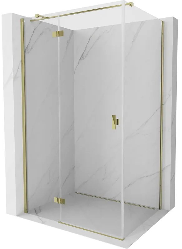 Mexen, Mexen Mist H T sklápací sprchový kút ľavý 80 x 75 cm, transparentný, zlatý - 8A5T-080-075-50-00-L