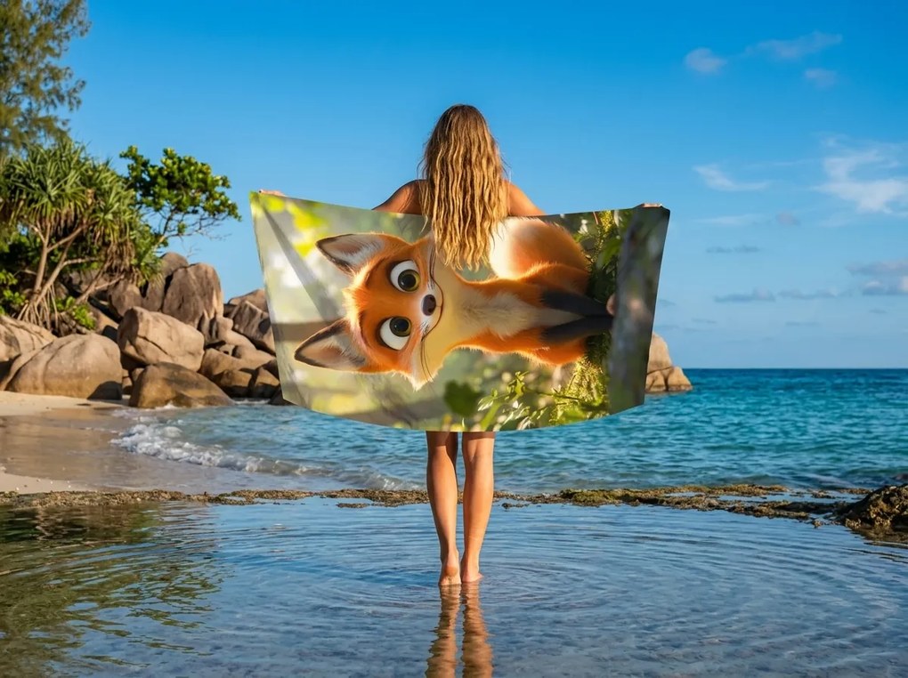 Rýchloschnúca plážová osuška VULPINA farebná 70 x 140 cm, 100% mikrovlákno