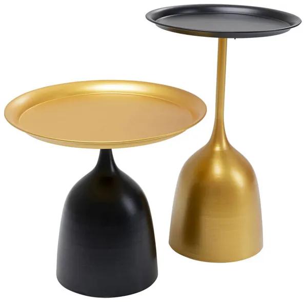 Trays príručný stolík čierny/zlatý sada 2ks