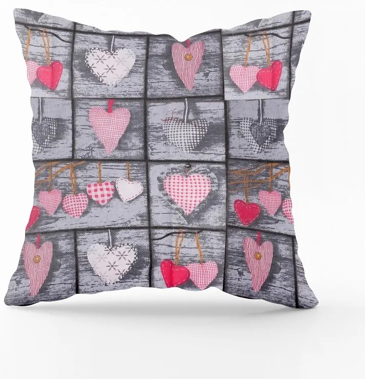 Bavlnená obliečka na vankúš - srdiečka Veľkost obliečok: 50 x 50 cm, Zapínanie: Gombíky