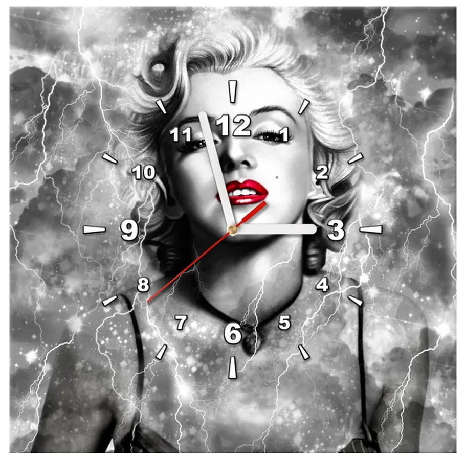 Gario Obraz s hodinami Elektrizujúca Marilyn Monroe Rozmery: 30 x 30 cm