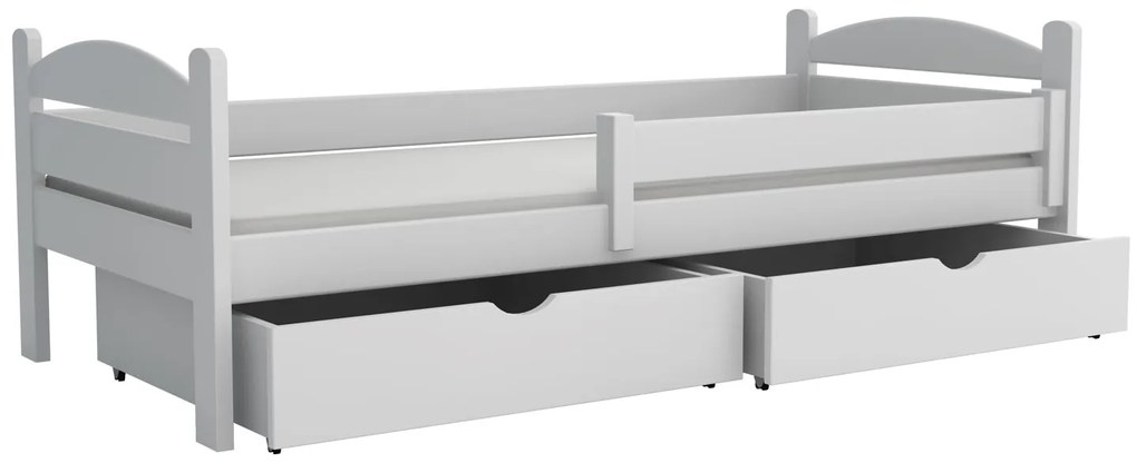 Detská posteľ z masívu borovice ELENA so šuplíkmi - 200x90 cm - BIELA