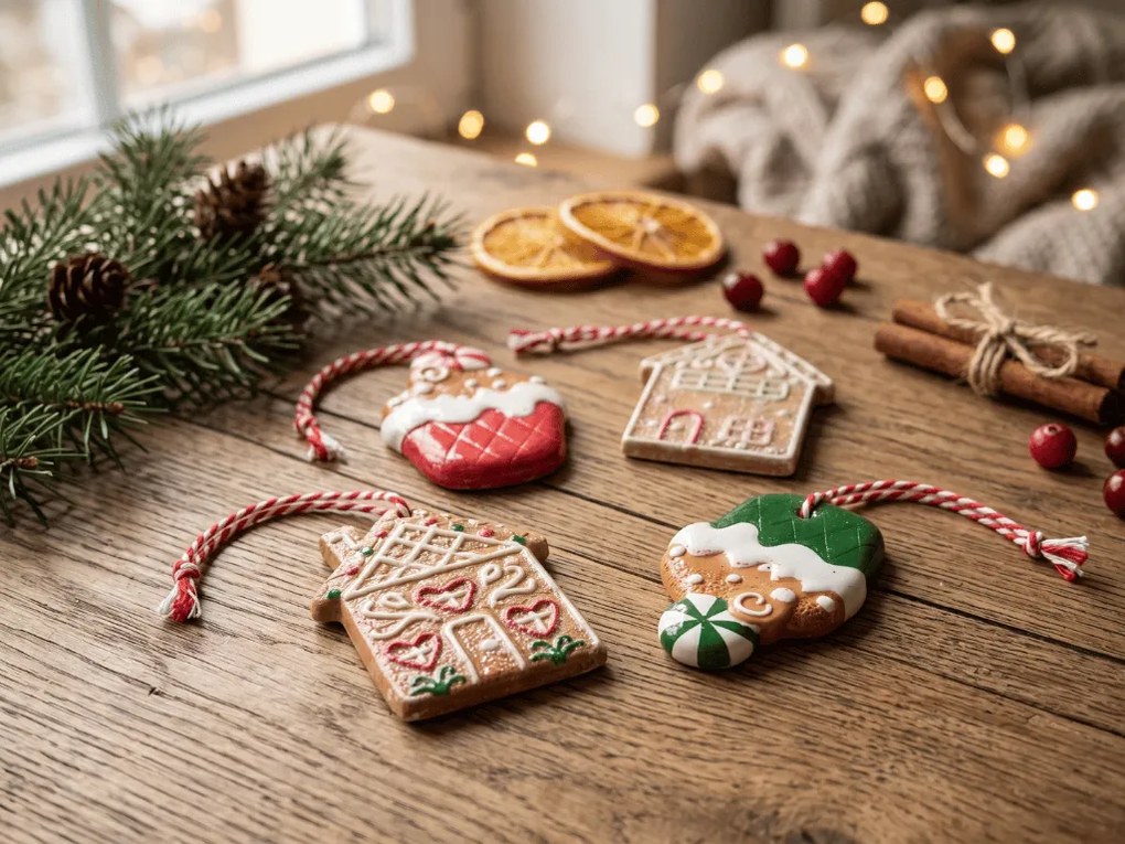 Sada 4 ks vianočných ozdôb WINTER SWEETS 6 cm