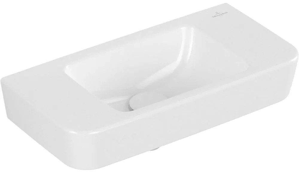 VILLEROY &amp; BOCH O.novo Compact závesné umývadielko bez otvoru, bez prepadu, 500 x 250 mm, biela alpská, s povrchom AntiBac a CeramicPlus, 434253T2