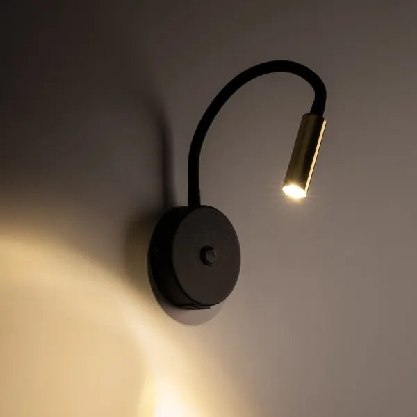 LED Nástenná lampa s USB portem LAGOS 1xG9/3W/5V čierna/zlatá