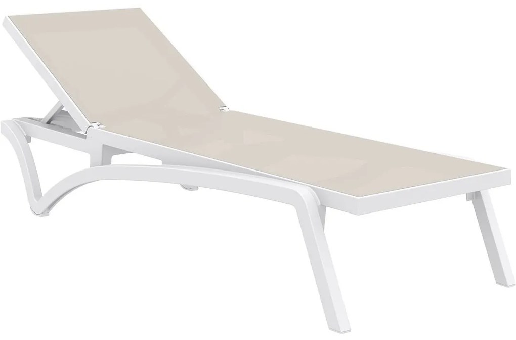 PACIFIC záhradné lehátko white/taupe