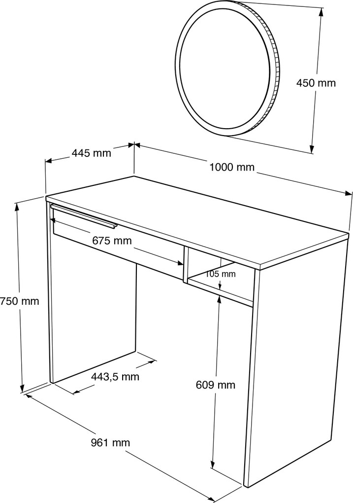 Toaletný stolík Houseland Nina dub Castello