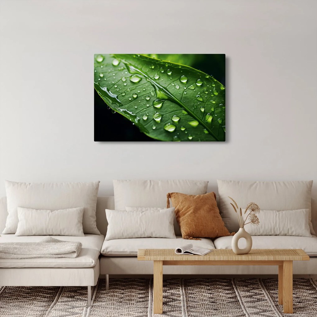 Obraz - List po daždi (90x60 cm)