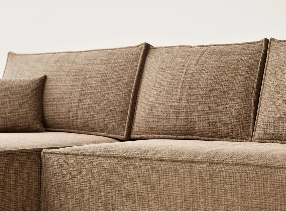 Svetlohnedá ženilková rozkladacia/s úložným priestorom rohová pohovka (ľavý roh/s leňoškou) Maze – Maison de Rêve