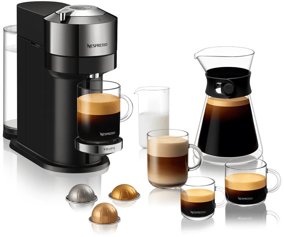 Kapsulový kávovar Krups Nespresso Vertuo Next Chrome XN910C10(použité)