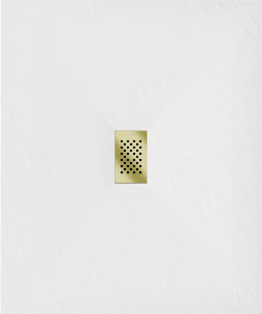 Mexen Hugo, obdĺžniková sprchová vanička SMC 110 x 100 cm, biela, zlatá krytka, 42101011-G