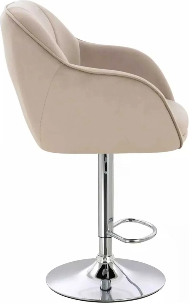 LuxuryForm DESIGN Barová stolička AVOLA VELUR na striebornom tanieri - latte