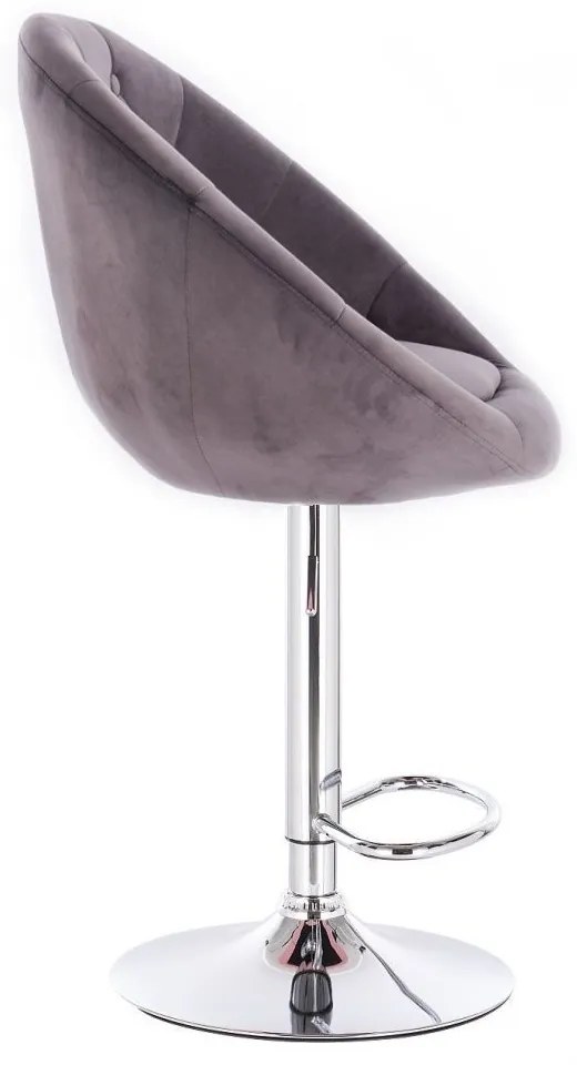 LuxuryForm DESIGN Barová stolička VERA VELUR na striebornom tanieri - tmavo šedá