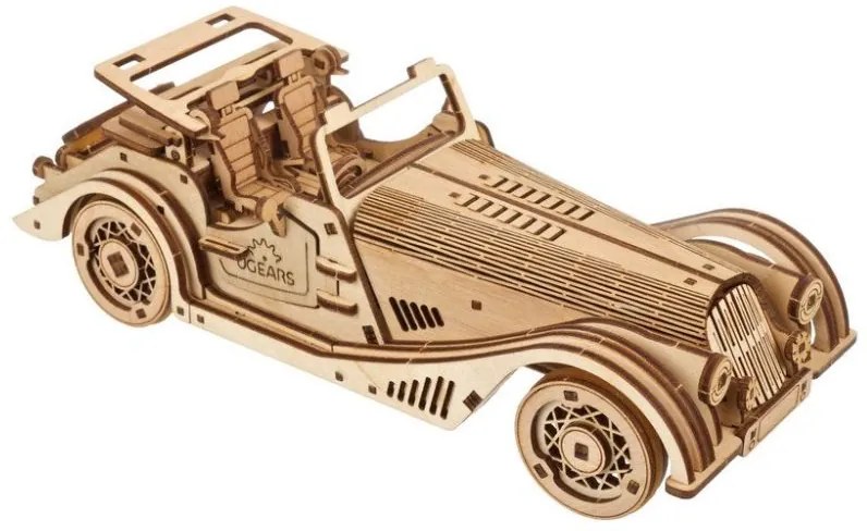 Ugears 3D drevené mechanické puzzle Športové auto Rapid Mouse