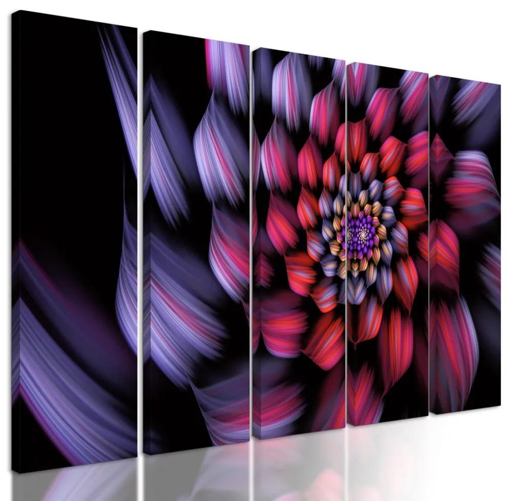 5-dielny obraz kvetinová abstrakcia