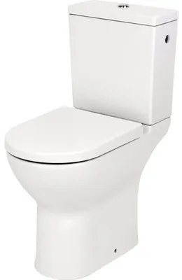 Kombinované WC VitrA S50 s hlbokým splachovaním a vyvýšeným splachovacím okrajom biele lesklé HygieneGlaze s WC sedadlom 9796B003-7200