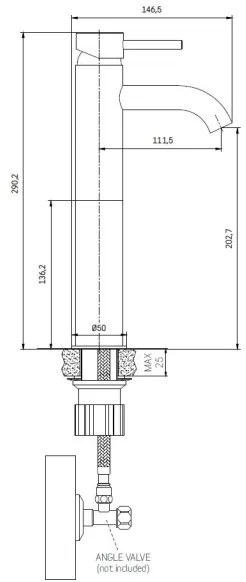 BATH DELUXE 28-005-02-02-00 - Umývadlová batéria DRAGOR 29 cm matná čierna