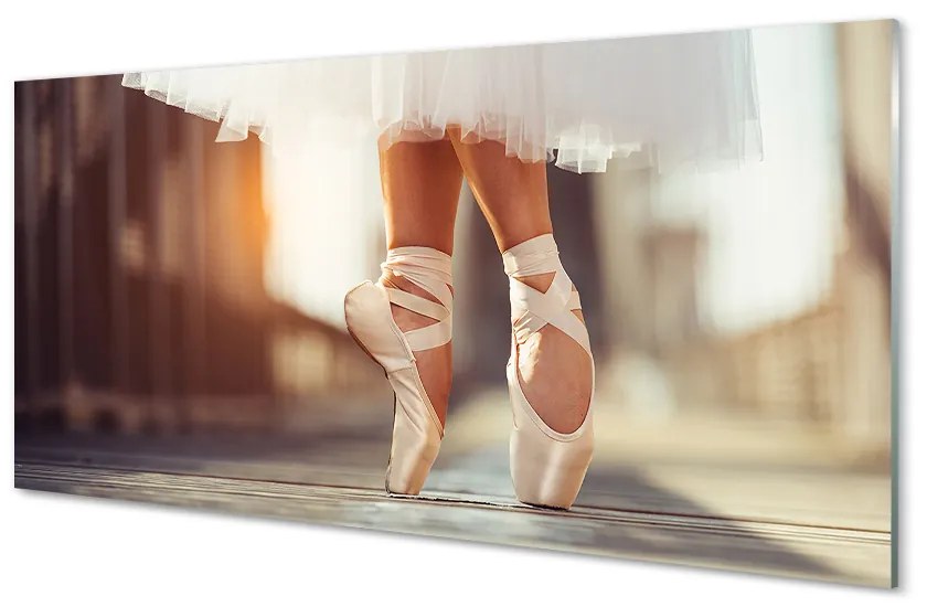 Sklenený obraz Biele baletné topánky ženské nohy 100x50 cm