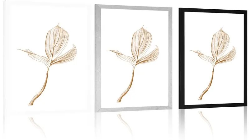 Plagát s paspartou dokonalosť listu - 60x90 silver