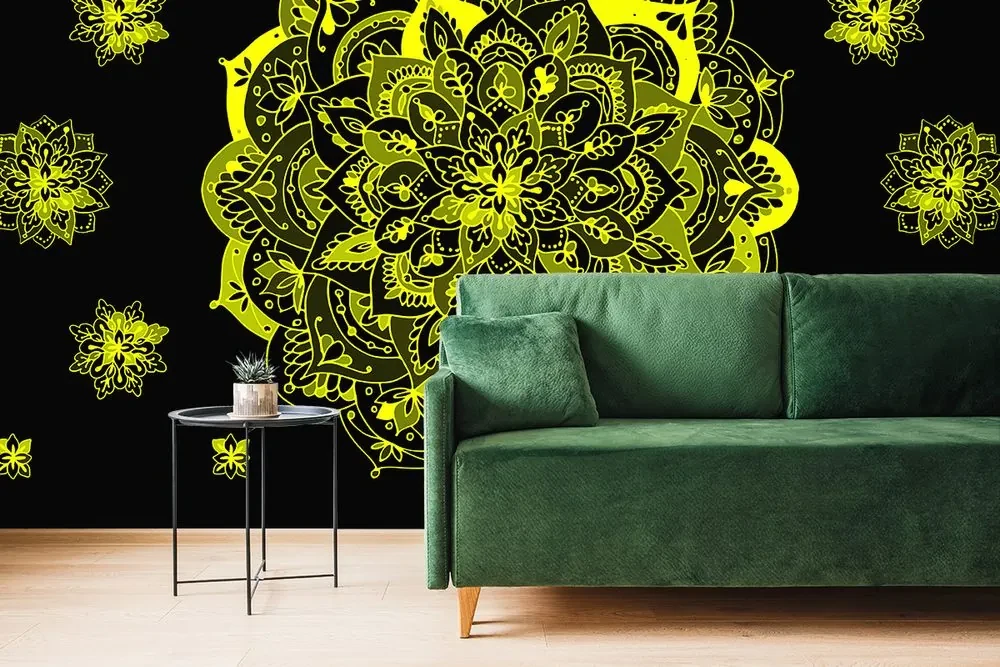 Tapeta žltá Mandala