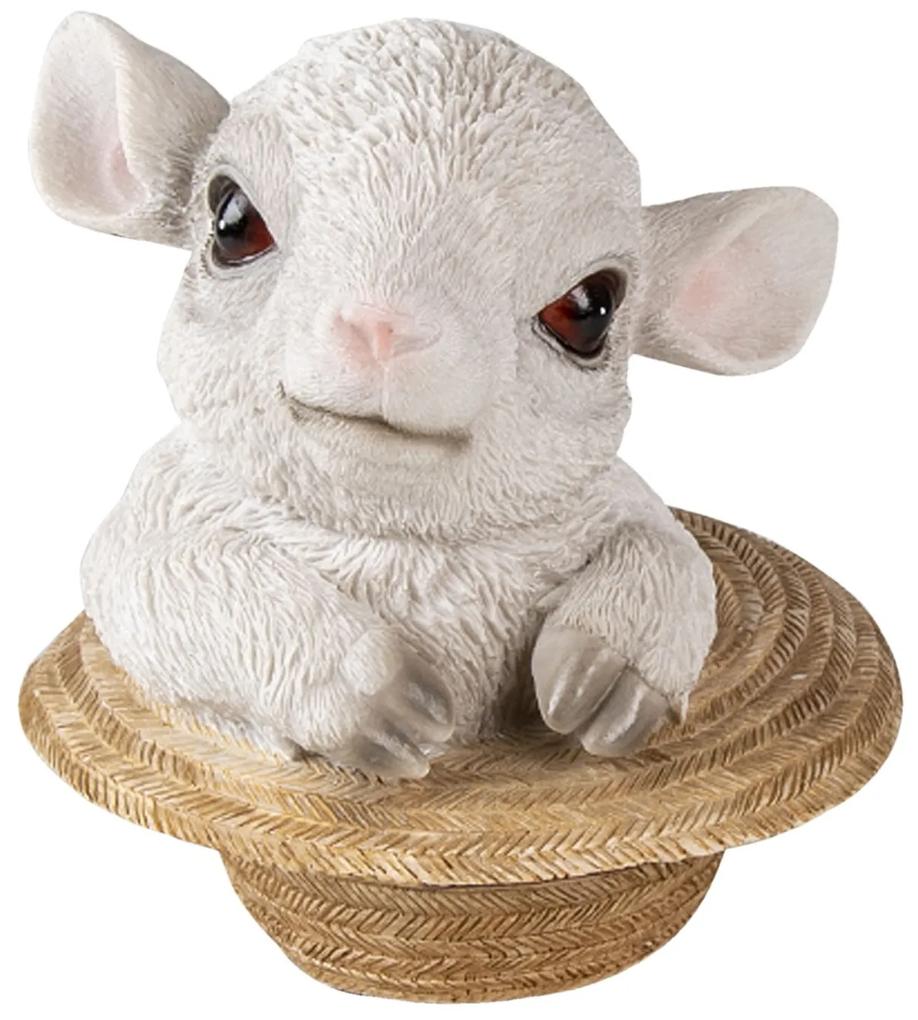 Dekoratívne soška ovečky v klobúku - 12 * 12 * 12 cm