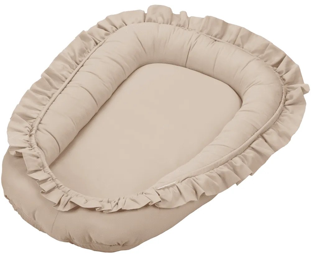 Saténově bavlněné hnízdo pro miminka světle béžová
