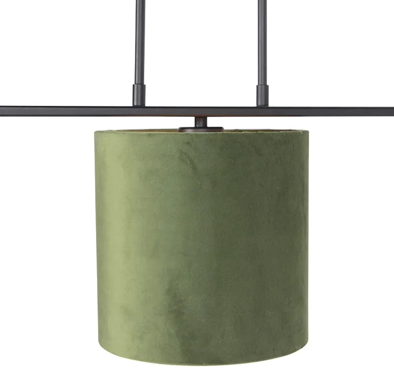 Závesná lampa s velúrovými odtieňmi zelenej a zlatej farby 20cm - Combi 3 Deluxe