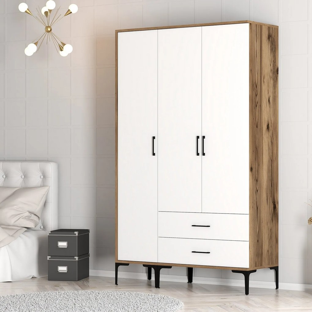 Šatníková skriňa Kiara ST (orech + biela). Akcia -19%. Vlastná spoľahlivá doprava až k Vám domov. 1088345