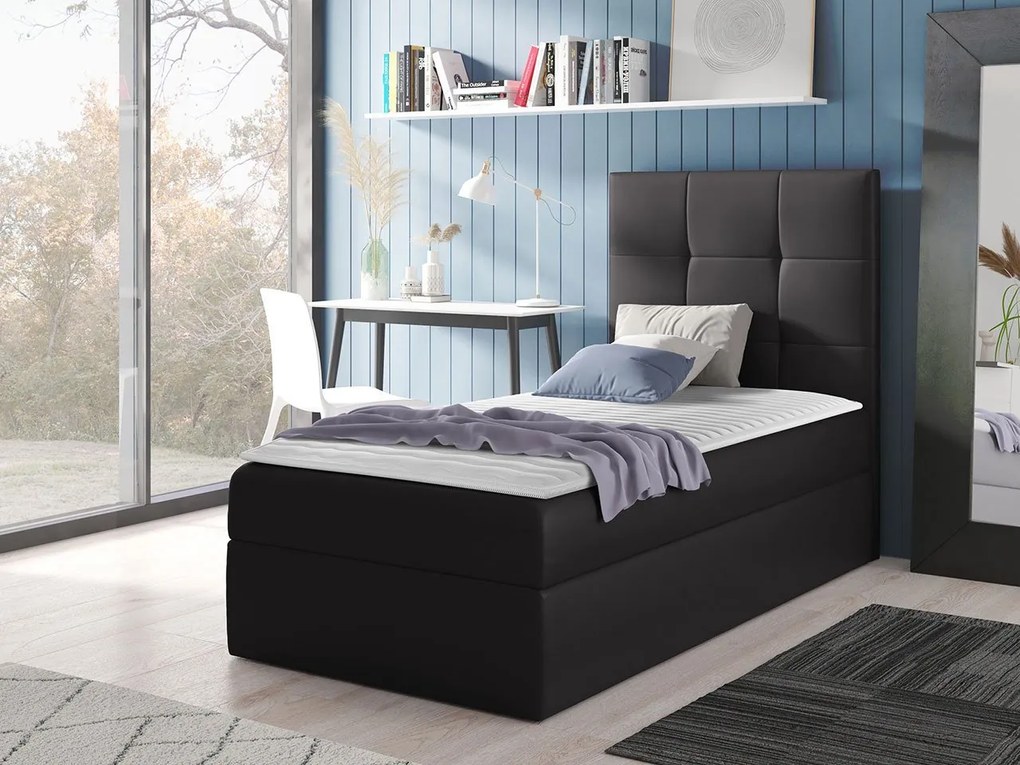 Kontinentálna jednolôžková posteľ Kanvar 2, Strana: ľavá, Rozmer postele: 80x200, Dostupné poťahy: ekokoža Soft 020 (grafit)