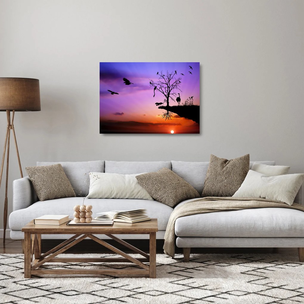 Sklenený obraz - Siluety zvierat (70x50 cm)