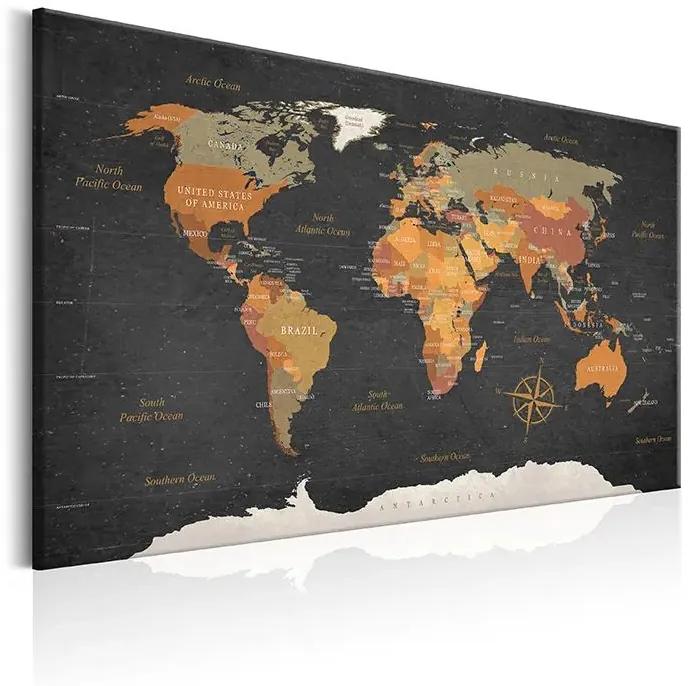 Obraz - World Map: Secrets of the Earth Veľkosť: 120x80, Verzia: Premium Print