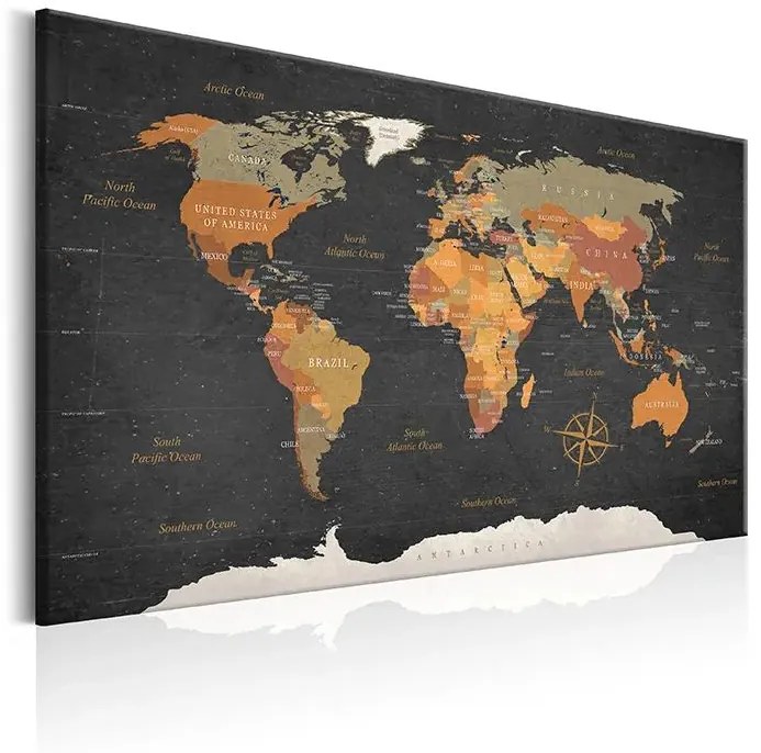 Obraz - World Map: Secrets of the Earth Veľkosť: 30x20, Verzia: Premium Print